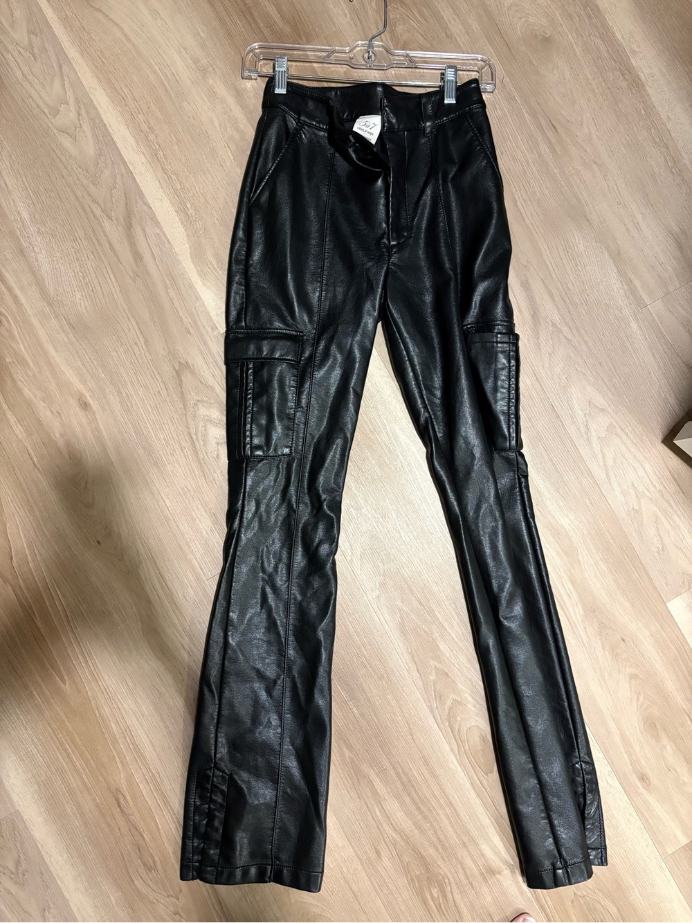 cinq a sept Black Faux Leather Bootcut Cargo Pants